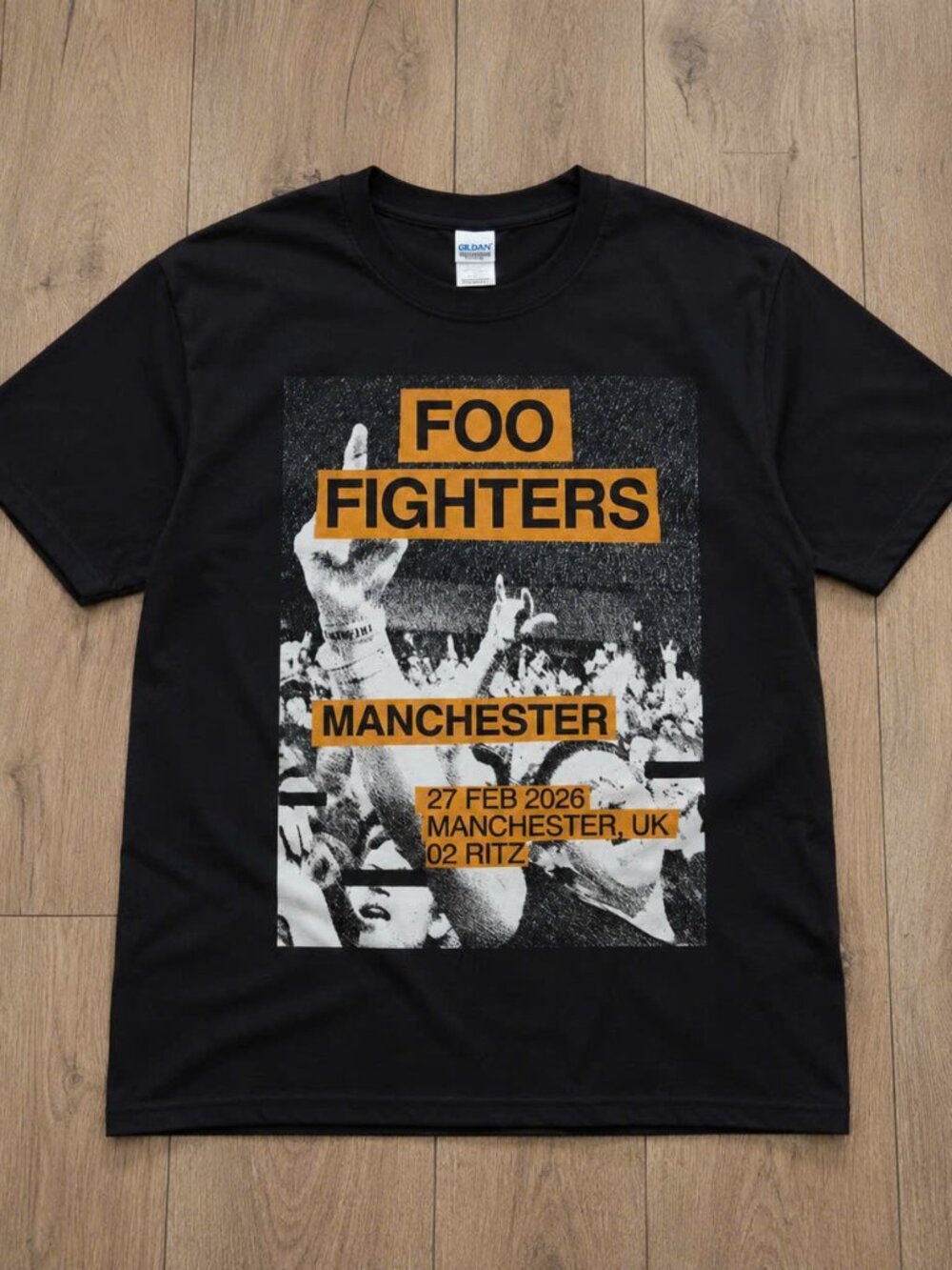 Vintage Manchester Concert Tour Graphic T-Shirt Black Unisex Short Sleeve Tee